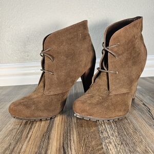 Lace up, Heeled, Brown Ankle Boots